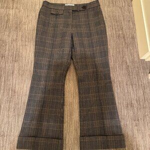 DEREK LAM 10 CROSBY Cropped Brown Plaid Flair Trousers, Size 6